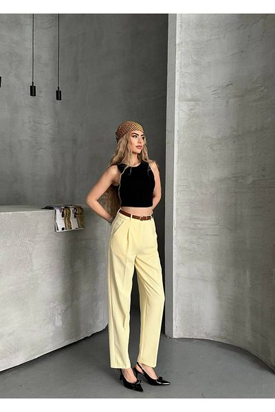 Bak'ap Belted Carrot Cut Fabric Trousers