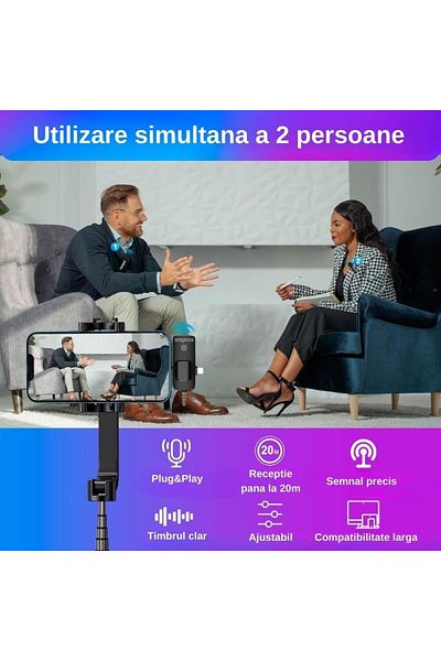 exaltus Set of 2 Professional Lavalier Microphones, ®, Usb C, 3.5 Jack, Lightning, Noise Reduction