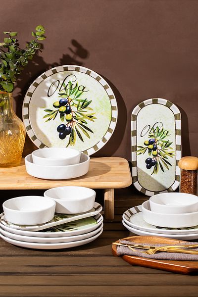 Perotti Olives 28 Piece Breakfast Set Breakfast Set for 12 People
