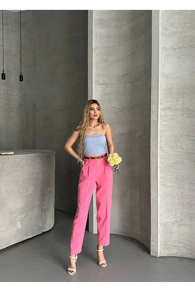 Bak'ap Belted Carrot Cut Fabric Trousers