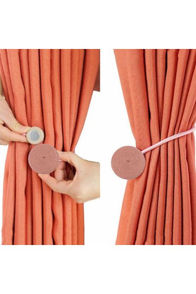 PUFO Șnur pentru perdele sau draperii cu magnet, model Pufo, roz