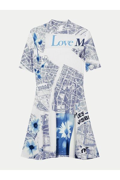 Desigual Rochie casual pentru femei 24SWVK54 albastră
