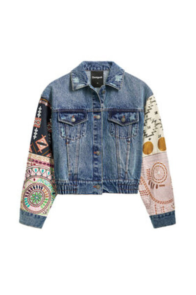 Desigual Jachetă din denim pentru femei 25SWED59 albastră