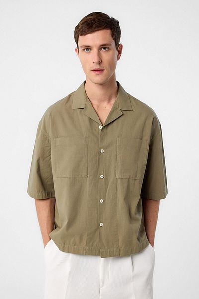 Antioch Khaki Relax Fit Short Men's Shirt