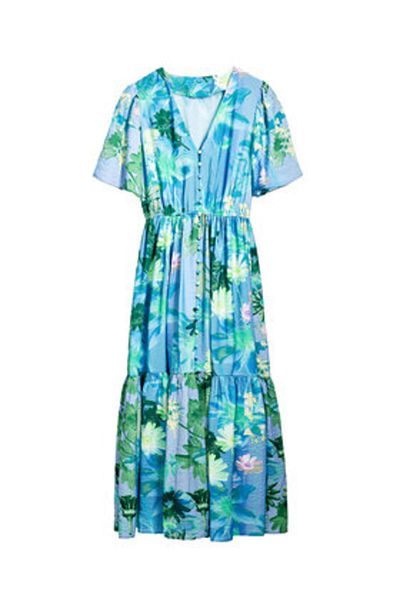 Desigual Rochie tip cămașă pentru femei 25SWVW18 albastră