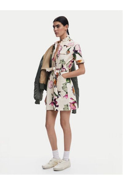 Desigual Rochie tip cămașă pentru femei 25SWVW13 Ecru