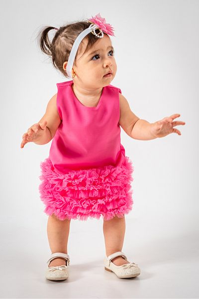 Wecan Girl's Dress with Ruffled Hem