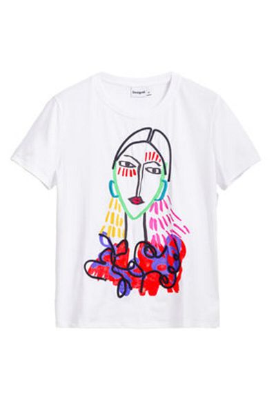 Desigual Tricou damă 25SWTKA9 Alb