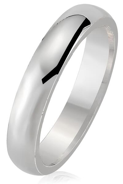 Takı Dükkanı 4 Mm Bombeli Gümüş Alyans Ince Kadın Erkek Söz Nişan Yüzüğü Wr22-1