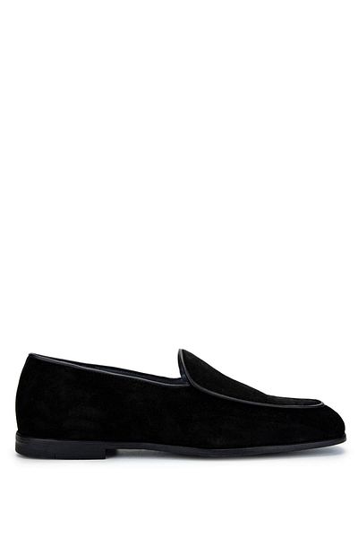 Tamer Tanca Men's Genuine Leather Black Suede Loafer Shoes