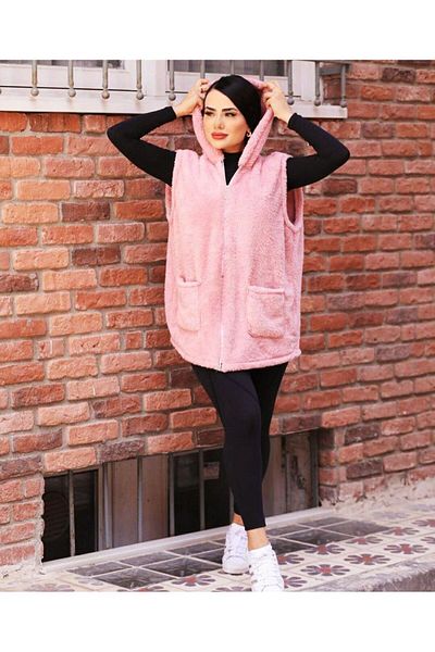 Intisimo Cocolino Vest, Ladies, With Hood, Pink - XL