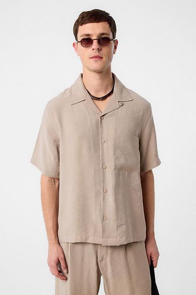 Antioch Beige Modal Fabric Men's Shirt