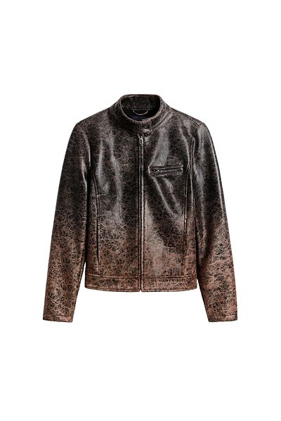 Desigual Geacă de piele pentru femei 25SWEW44 maro