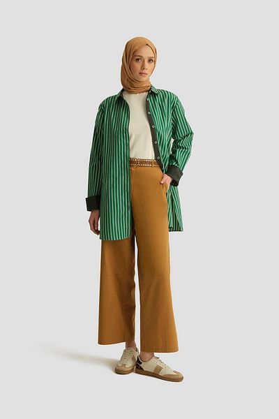 Armine Striped Tunic Ortd9438 Khaki