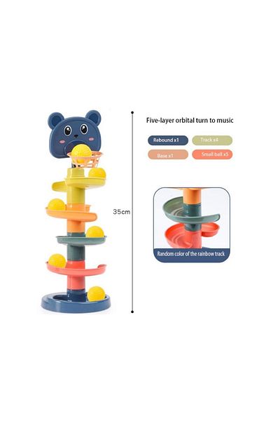 rexa Montessori Baby Rolling Ball Tower - Stacking, Sliding & Rotating Educational Toy