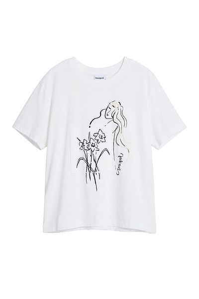 Desigual Tricou damă 25SWTKAB Alb