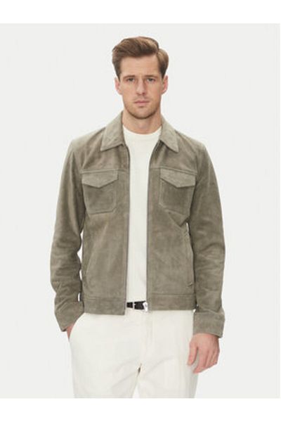 Serge Pariente Men's Leather Jacket CRED SUEDE Gray