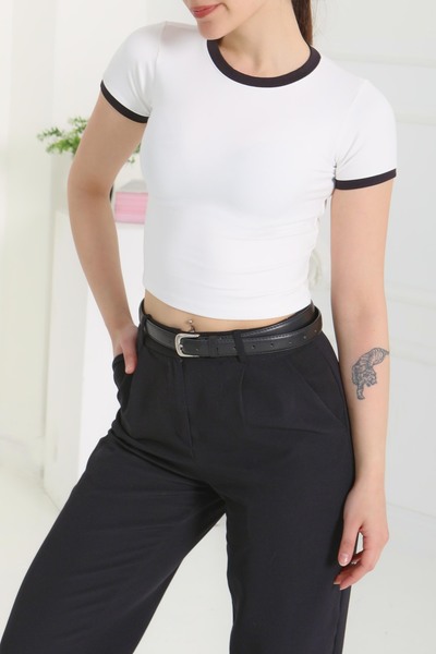 Butik Γαρνιρισμένο Crop White - 27116