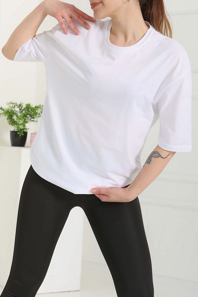 TOFİSA Oversize Short Sleeve T-Shirt White - 27118
