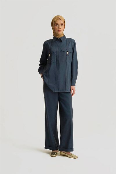 Armine Denim Jacket with Stitching Detail 25Yd4241-1 Indigo