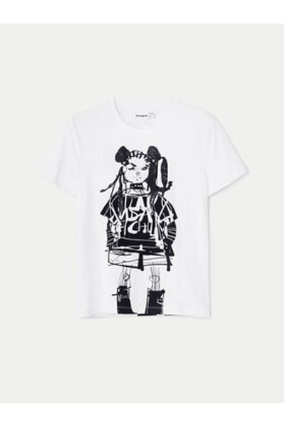 Desigual Tricou damă 24WWTK90 alb