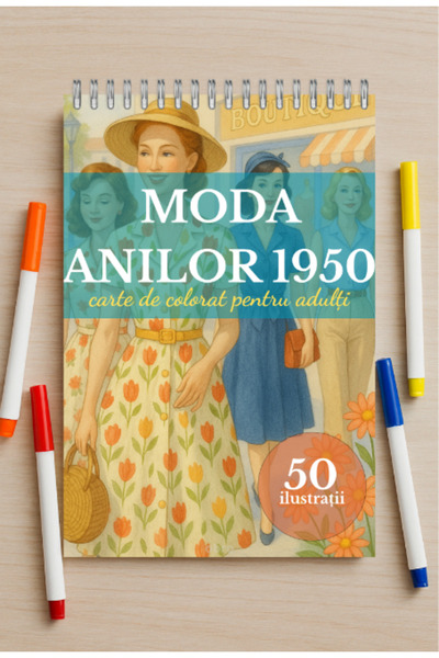 OBRO Moda Anilor 1950, Carte de Colorat pentru Adulti, Relaxare, Antistres, 5...