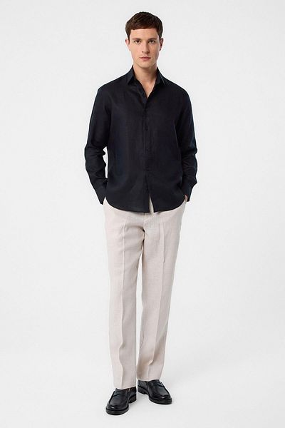 Antioch Black 100% Linen Comfort Fit Men's Shirt