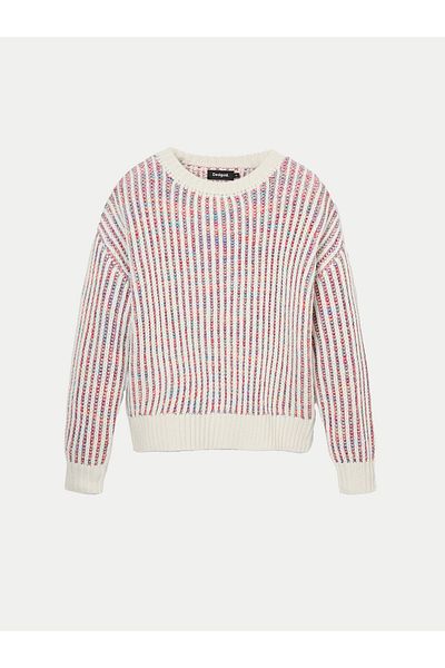 Desigual Pulover de damă 24WWJF34 Ecru