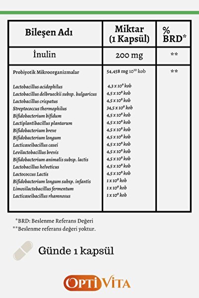 Optivita Probiotic Complex 30 Kapsül Probiyotik