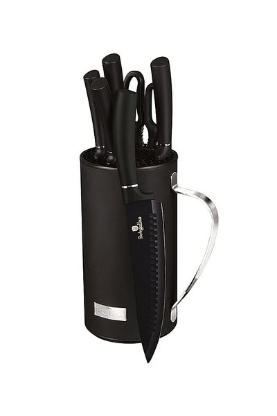 Berlinger Haus Knife Set In A Holder 7 Pcs Matte Black Collection