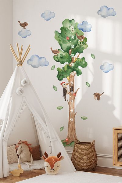 MSticker Unicorn drăguț și figuri colorate Măsurător de înălțime tematic Set de autocolante pentru diagramă de înălțime Copil Steaua florală