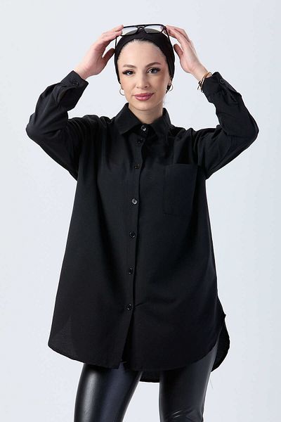 TOFİSA Single Pocket Shirt Black - 27087