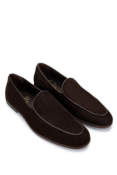 Tamer Tanca Men's Genuine Leather Brown Suede Loafer Shoes