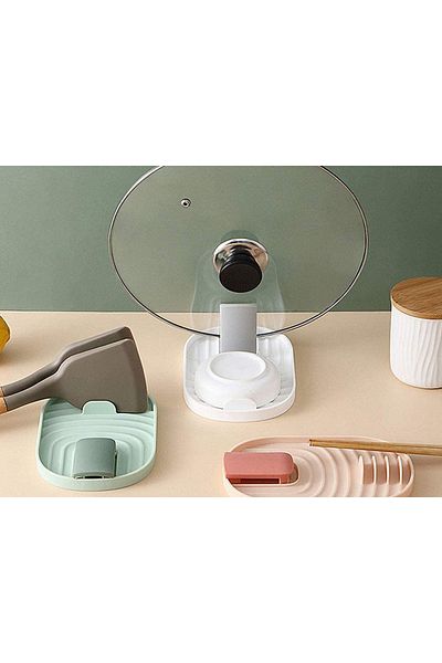 zola Suport silicon ustensile si capace, 5 spatii, plastic, usor de curatat, 18x11.5 cm, roz