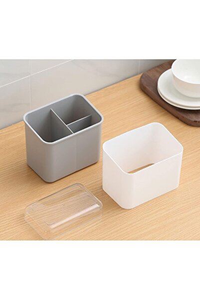 zola Zola® 3-compartment plastic cutlery container with drain, grey