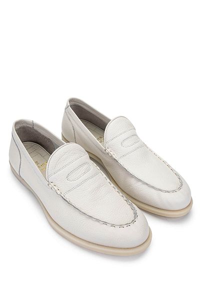 Tamer Tanca Men's Genuine Leather Ivory Loafer Shoes
