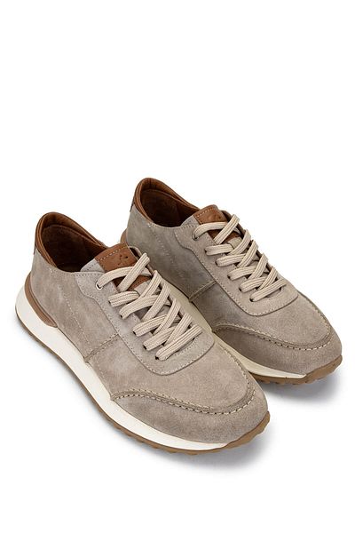 Tamer Tanca Men's Genuine Leather Beige Suede Sneakers & Sports Shoes