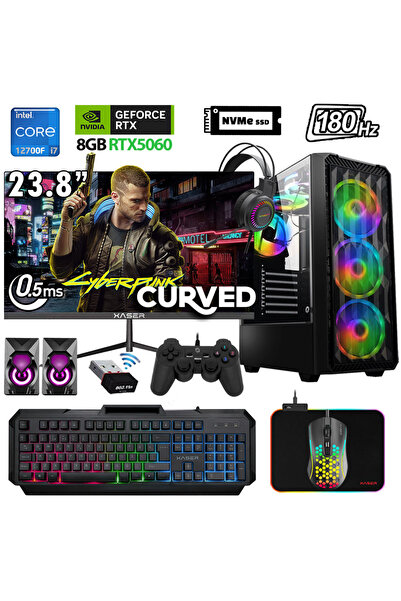 XASER Xsr1129 i7 12700F 32GB Ram 1TB M.2 NVMe SSD 8GB RTX5060 23.8" 180Hz Oyu...