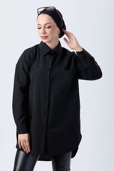 TOFİSA Single Pocket Shirt Black - 27087