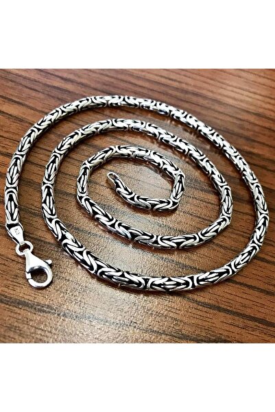 Takı Dükkanı Gümüş Yuvarlak Kral Erkek Kolye Zincir 55cm 4,0mm msn18-5