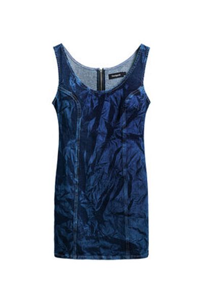 Desigual Rochie din denim pentru femei 25SWVD01 bleumarin