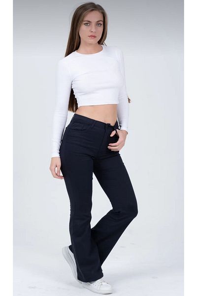 CİHAN PAPEL Women's Black High Waist Flared Trousers