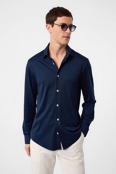 Antioch Navy Blue Slim Fit Men's Shirt