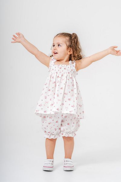 Titimixkids 6-24 Months Rose Patterned Muslin Fabric Blouse Shorts Baby Girl-Child Bottom Top Set