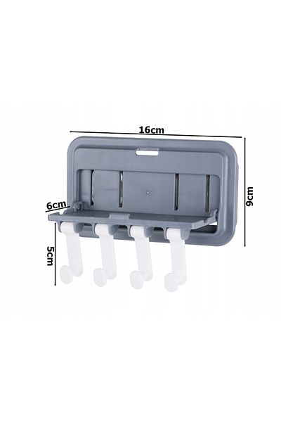 zola Suport multifunctional auto-adeziv,pentru ustensile de bucatarie si burete de vase,16x9cm,gri