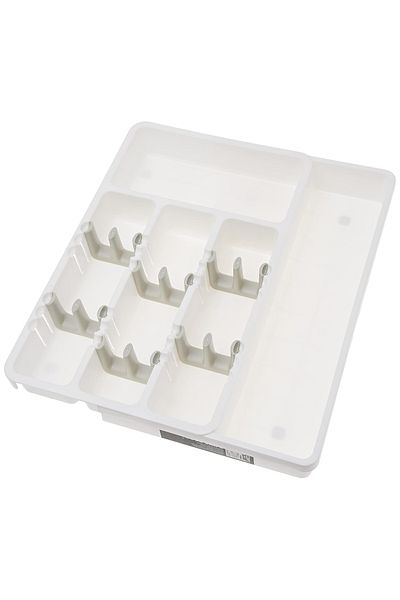 zola Suport tacamuri extensibil, insertii reglabile, alb/gri, spatios, usor de curatat, 24-41x38.5x7 cm
