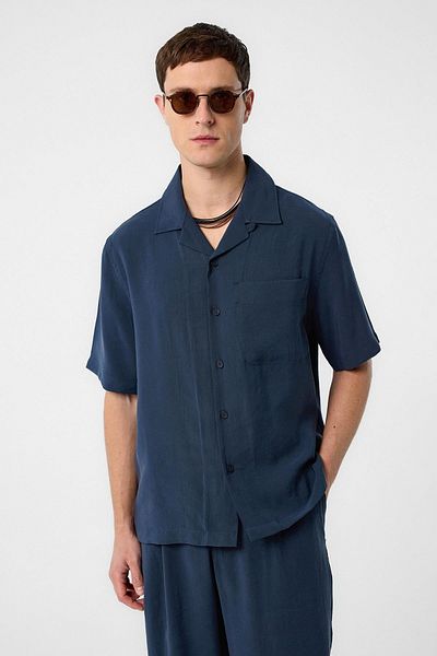 Antioch Navy Blue Modal Fabric Men's Shirt