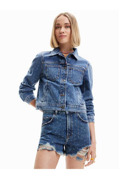 Desigual Jachetă din denim pentru femei 23SWED37 albastră