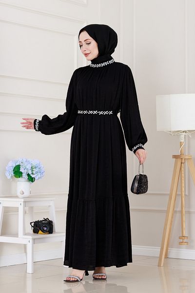 Sevitli Rochie de seară Simay brodata cu pietre-Negru