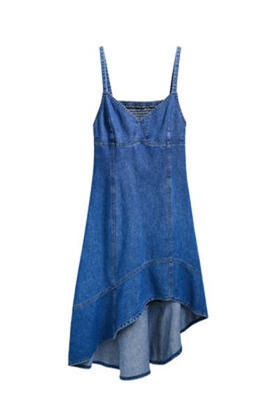 Desigual Rochie din denim pentru femei 25SWVD07 albastră